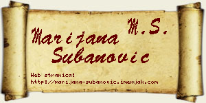 Marijana Subanović vizit kartica